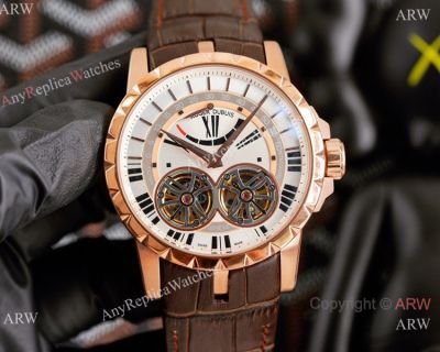 Copy Roger Dubuis Excalibur Double Tourbillon watches with Power Reserve